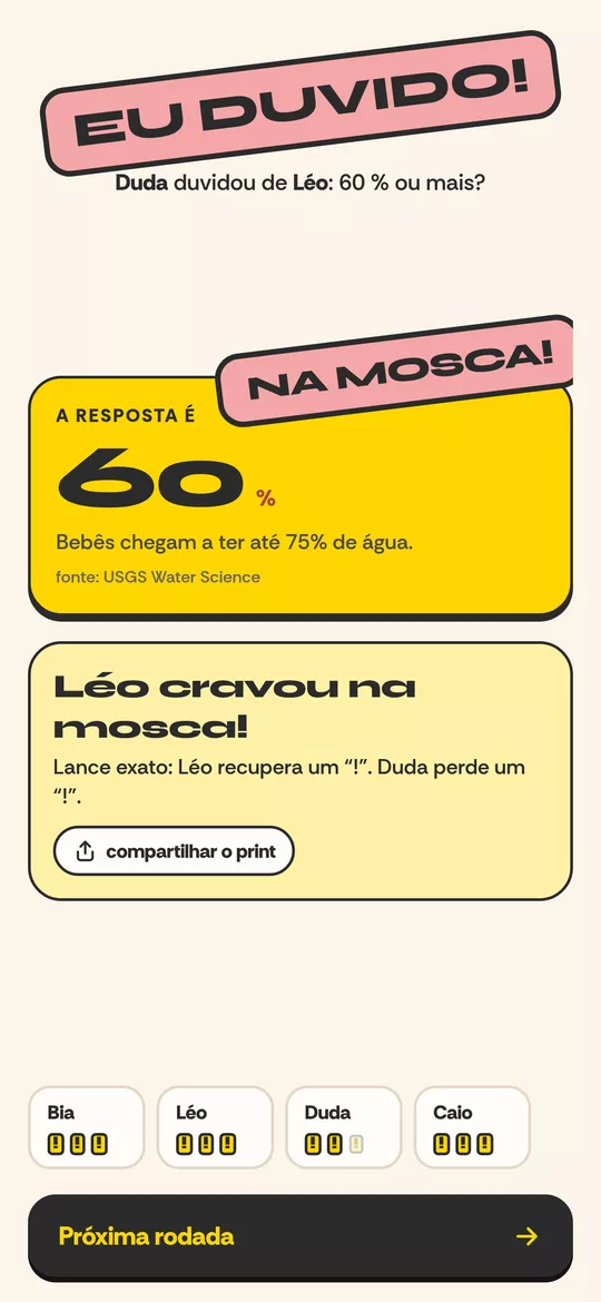Revelação da resposta: na mosca